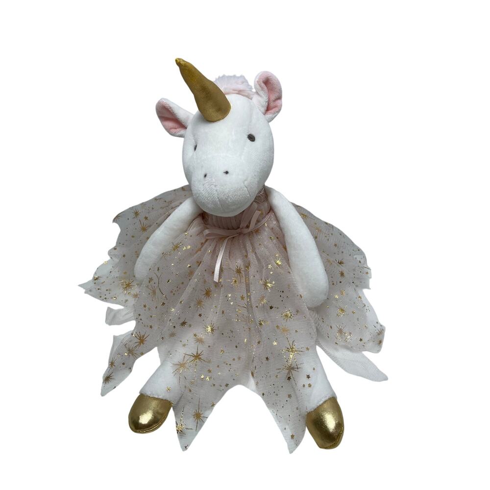 Stephen Joseph 13" Unicorn Ballerina dainty plush pink gold tulle perfect